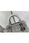 Lady Dior Dior Taška 24 CM Kryštál Ozdobené Cannage Satin Silver