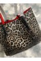 Christian Louboutin Cabarock Tote Bag Leopard Tlač Kožené Hnedé