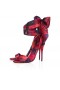 Christian Louboutin Sandale Du Desert 100Mm Strappy Sandále Ruže Vytlačené Krepové Satin Multicolor