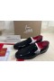 Christian Louboutin Dandy Kuriatko Mokasíny Patent Teľa Kožené Čierne CL Topánky