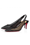 Christian Louboutin Hlúposti Kamienkami Šatka Čerpadlá 70 mm Sieťovina Čierna CL Topánky
