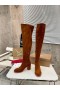 Christian Louboutin Stretchadoxa Botta Alta 70 MM ThighBoots Veau Velours Hnedá