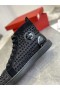 Christian Louboutin Louis Orlato High-top Tenisky Veau Velours a lakovanej Kože, Čierna