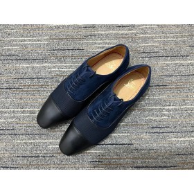 Christian Louboutin Greggo Oxfords Textílie Veau Velours A Kože, Modrá, Čierna