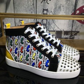 Christian Louboutin Lou Spike Orlato High-top Tenisky Cl Logo Teľa a Semiš Multi