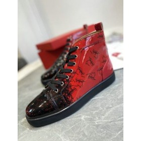 Christian Louboutin Louis Ploché Degraloubi High-top Mužov Teniska lakovanej Kože Black Red