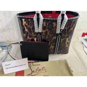 Christian Louboutin Cabata Tote Taška s Hrotmi Teľa Kožené Leopard