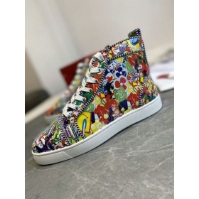 Christian Louboutin Louis Orlato High-top Kožené Tenisky Graffiti Snímky Multicolor