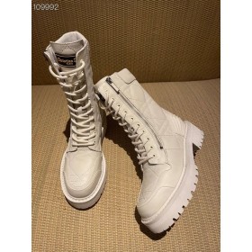 Dior D-Leader Členok Boot Biela Prešívaný Cannage Teľacina