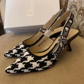 Dior J'ADior Slingback 65mm Čerpadiel Black Houndstooth Výšivky