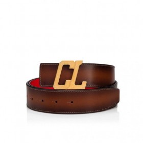 Christian Louboutin Šťastný Rui Cl Logo Pás 40 mm Patinated Teľa Kožené Havane