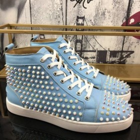 Christian Louboutin Louis Hrotmi High-Top Tenisky Teľa Kožené Svetlo Modrá