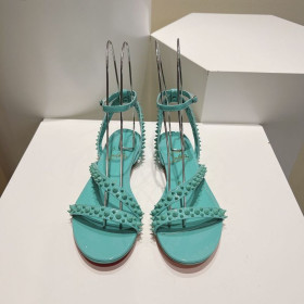 Christian Louboutin Mafaldina Ploché Sandále Lakovanej Kože Modrá