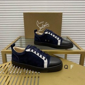 Christian Louboutin Louis Junior Tenisky Semiš a Teľacie Modrá Čierna