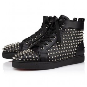 Christian Louboutin Louis Noc Hrotmi High-Top Tenisky Teľa a Nappa Koža Čierna