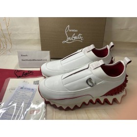 Christian Louboutin Sharkyloub Sp Hrotmi Ženy Tenisky Teľa Kožené Neoprénu A Hrotmi Biela