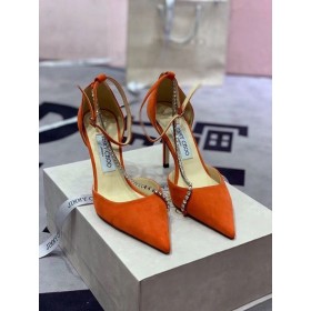 Jimmy Choo Čerpadlá Semiš Crystal Embellishment Orange