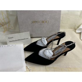 Jimmy Choo Saeda 85mm Semiš Čerpadlá Crystal Embellishment Čierna