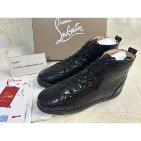 Christian Louboutin Louis Ploché High-Top Tenisky Krokodíla Plastický Kožené Čierne
