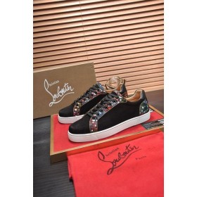 Christian Louboutin Mužov Tenisky Low-top Veau Velours Čierne CL Topánky