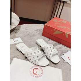 Christian Louboutin Miss Spika Klub Tkaných Nappa Koža Biela