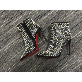 Christian Louboutin Tak Plný Kate Členková Obuv 100mm Stud Ozdobené Teľa Čierna
