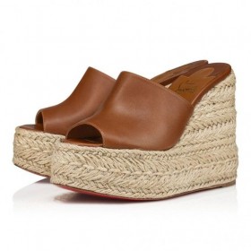 Christian Louboutin Ariella Zeppa 130 Mm Espadrily Teľa Kožené Cuoio Christian Louboutin Topánky