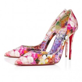Christian Louboutin Iriza 100mm Čerpadlá Krepové Satin Kvitne Tlač Multicolor CL Topánky