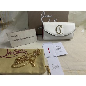 Christian Louboutin Loubi54 Peňaženka Na Reťazca Teľa Kožené Bianco