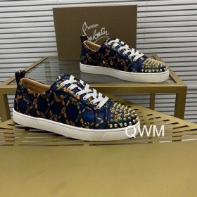 Christian Louboutin Louis Junior Hrotmi Tenisky Satin Had-link Modrá