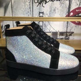Christian Louboutin Louis Kamienkami High-Top Tenisky Veau Velours Čierna