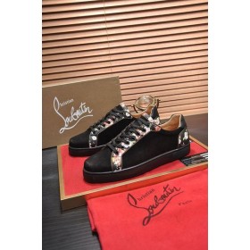 Christian Louboutin Mužov Tenisky Low-top Kvetinový Orezania Veau Velours Čierna