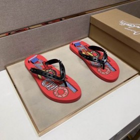 Christian Louboutin Mužov Spike Flip Flop Vzor Červená Christian Louboutin Topánky