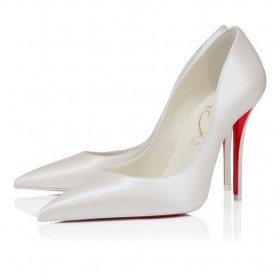 Christian Louboutin Ujsť Z 100 Mm Čerpadlá Pearlescent Nappa Koža Biela