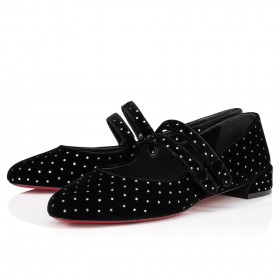 Christian Louboutin Sweet Jane Slivka Kamienkami BalerÃnky Black Velvet Christian Louboutin Topánky