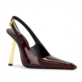 Saint Laurent Lee Slingback Čerpadlá 110 MM lakovaná Koža Marron Glazované