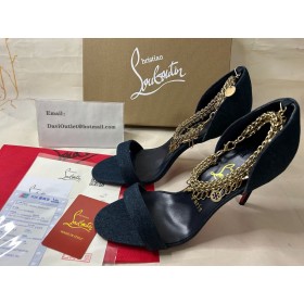 Christian Louboutin Gourmi Sandál 100 mm Denim/gd/lin Denim Tissu