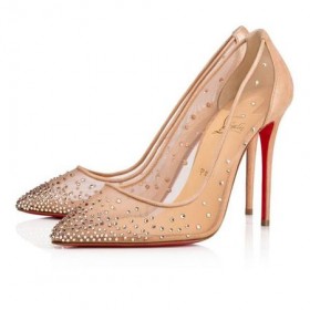 Christian Louboutin Čerpadlá Hlúposti Kamienkami 100mm Verzia Svetlo Čistý Hodváb