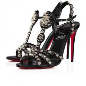 Christian Louboutin Sandál Goldora 100 mm Black/mix Black/lin Bk Dieťa