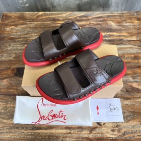 Christian Louboutin Men Strap Sandals Rubber Coffee