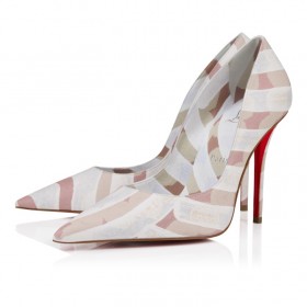 Christian Louboutin Miss Z 100 Mm Pumps Gaagal Coated Canvas Leche