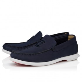 Christian Louboutin Moonkel Loafers Reversed Nubuck Leather Zaffiro