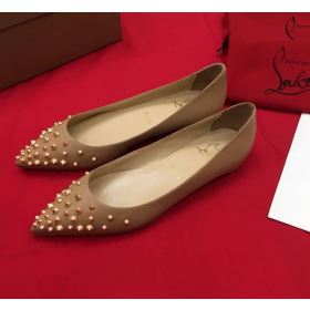 Christian Louboutin Pigalle Spikes Flats Nappa Leather Nude