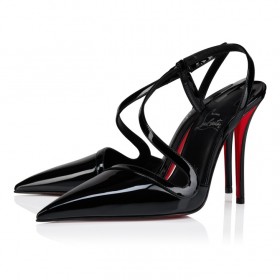 Christian Louboutin Rosa Z Pump 100 Mm Slingback Pumps Patent Calf Leather Black