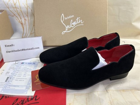 Christian Louboutin 멋쟁이 병아리 로퍼 블랙 벨벳 CL 신발