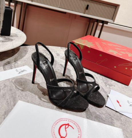 Christian Louboutin 에밀 100MM 샌들 맘 가죽 검정