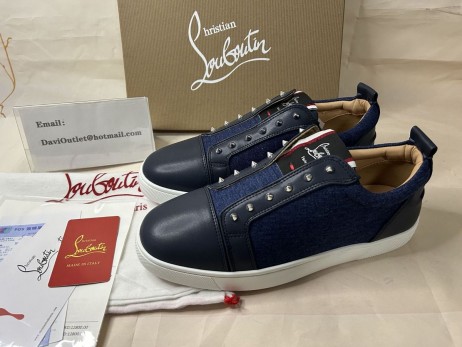 Christian Louboutin F.A.V Fique A Vontade 운동화 송아지를 가진 데님 해양
