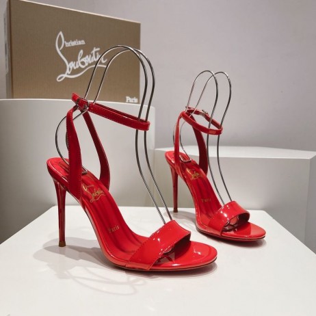 Christian Louboutin Loubigirl100mm 샌들은 특허를 가죽 빨간색 Christian Louboutin Store