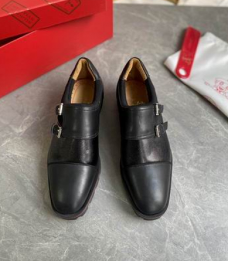 Christian Louboutin Mortisky Derby 평 송아지고 창조적인 직물 검정