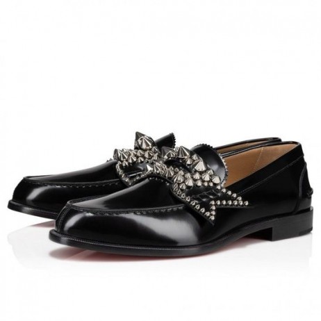 Christian Louboutin 없는 페이 스파이크 퍼 송아지를 가죽 검정 Christian Louboutin Shoes